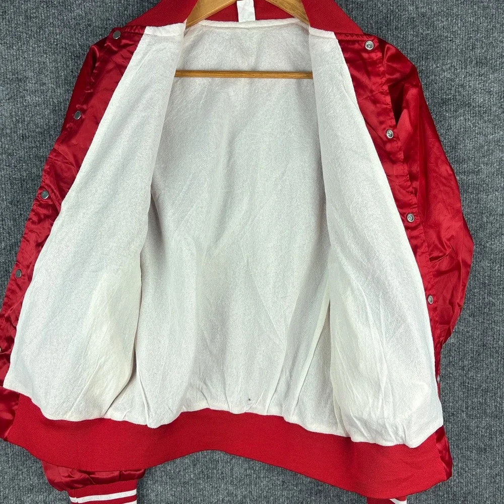 Vintage 3M Varsity Jacket Red Nylon Medium 80s 90s Striped Bomber Red